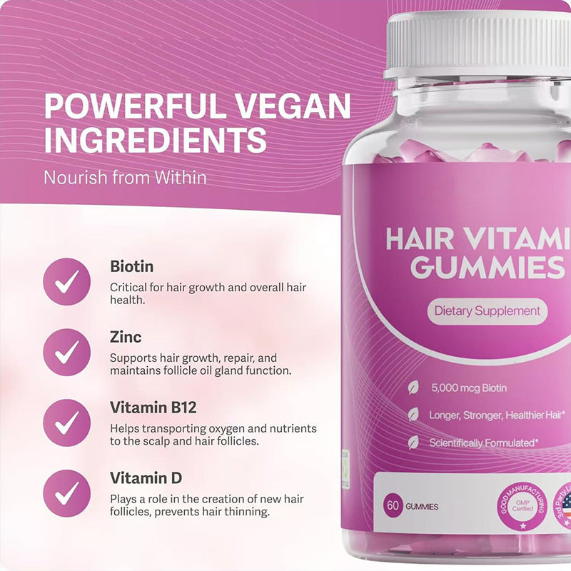 Hair Growth Vitamin Gummies — Nourishing Hair, Skin & Nail Support Doba
