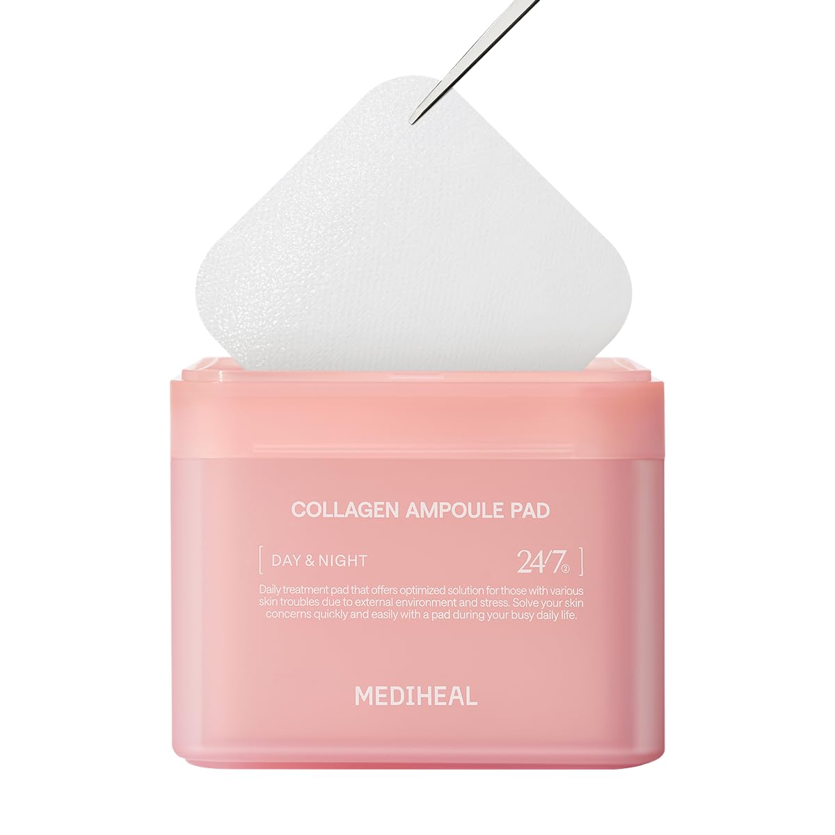 MEDIHEAL Collagen Ampoule Pad – Square Cotton Facial Toner Pads Collagen & Ceramide - Skin Firming & Restore Elasticity - Tighten Wrinkles & Lines - Vegan Eco Silk Pads 100 Pads BeautyBond