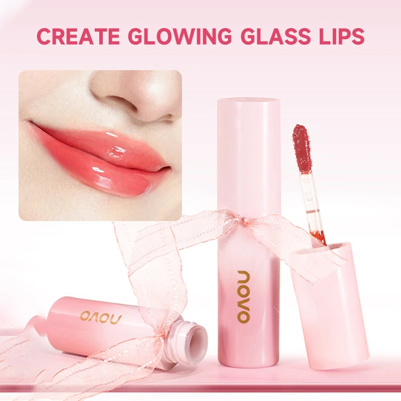 Hydrating 3D Glossy Lip Gloss&Lipstick,Water Gloss Mirror Lip Glaze, Long Lasting,Non-Sticky,High Gloss Effect, For Eyes,Cheeks BeautyBond