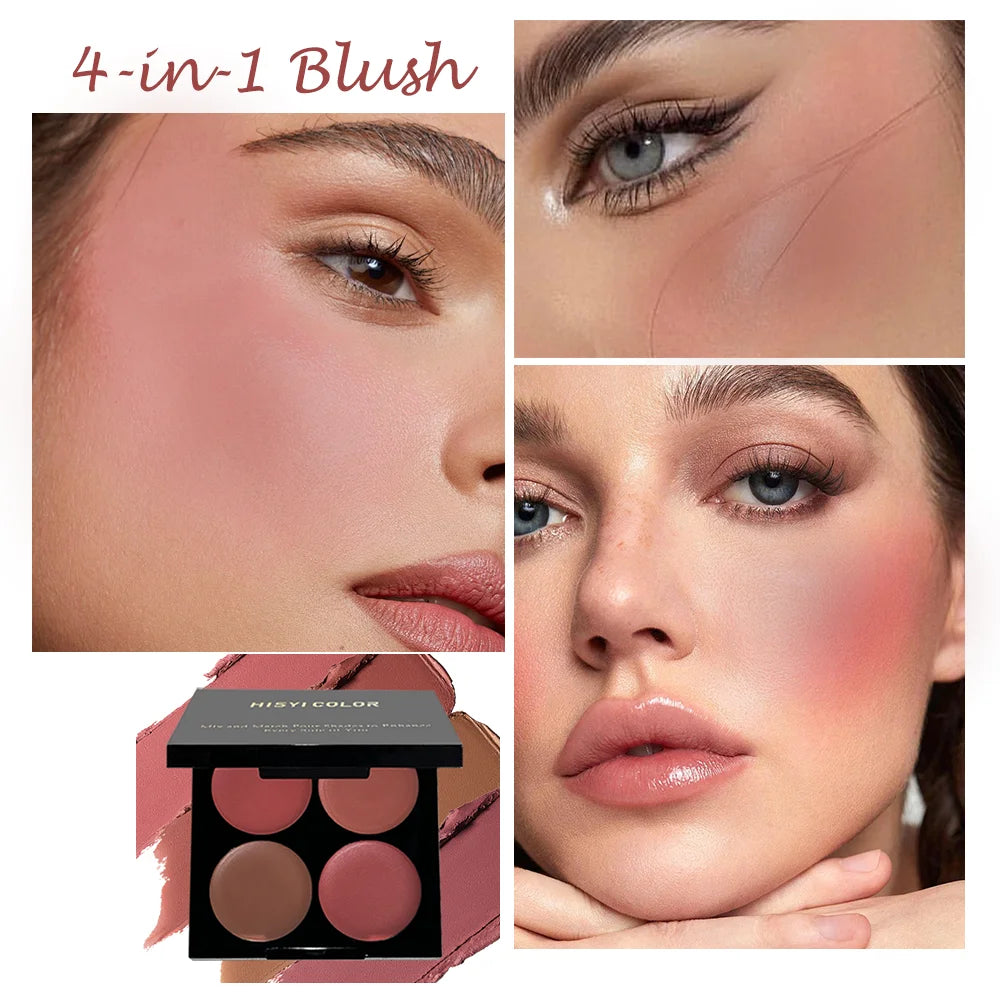Matte Powder Blush Palette – 4 Shades for Vibrant Long-Lasting Glow, Smooth Easy-Blend, Multi-Look Makeup for Xmas & Winter BeautyBond