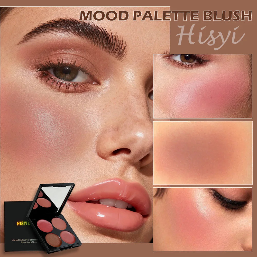 Matte Powder Blush Palette – 4 Shades for Vibrant Long-Lasting Glow, Smooth Easy-Blend, Multi-Look Makeup for Xmas & Winter BeautyBond