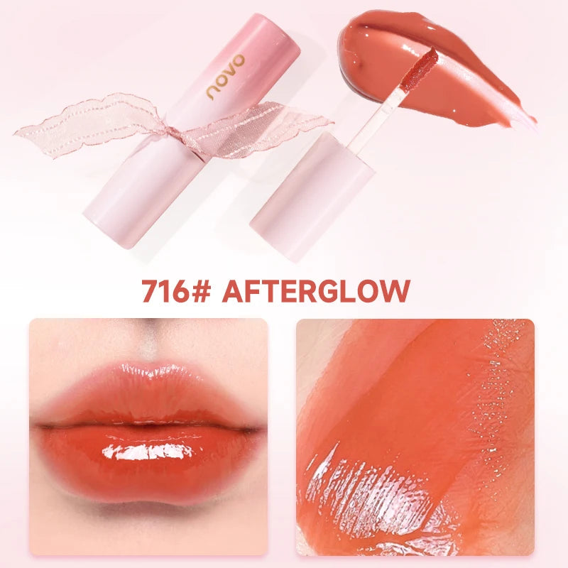 Hydrating 3D Glossy Lip Gloss&Lipstick,Water Gloss Mirror Lip Glaze, Long Lasting,Non-Sticky,High Gloss Effect, For Eyes,Cheeks BeautyBond