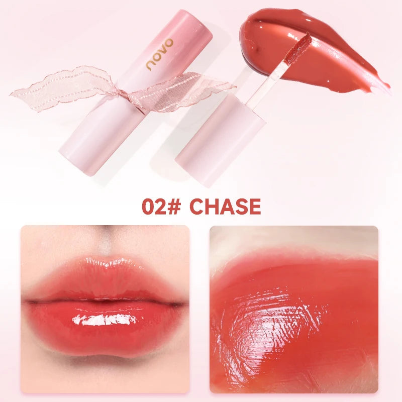 Hydrating 3D Glossy Lip Gloss&Lipstick,Water Gloss Mirror Lip Glaze, Long Lasting,Non-Sticky,High Gloss Effect, For Eyes,Cheeks BeautyBond