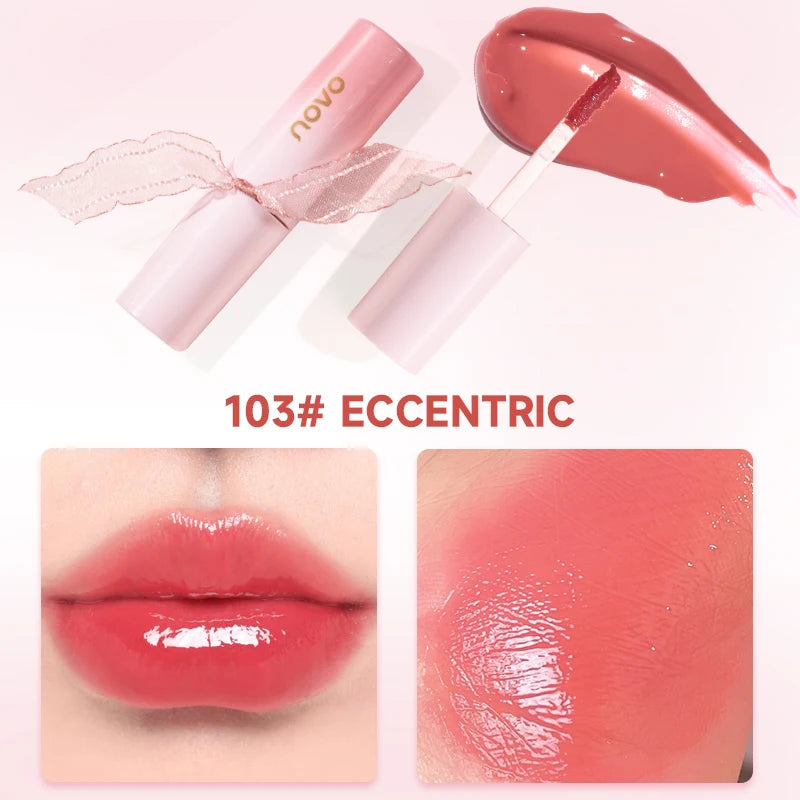 Hydrating 3D Glossy Lip Gloss&Lipstick,Water Gloss Mirror Lip Glaze, Long Lasting,Non-Sticky,High Gloss Effect, For Eyes,Cheeks BeautyBond
