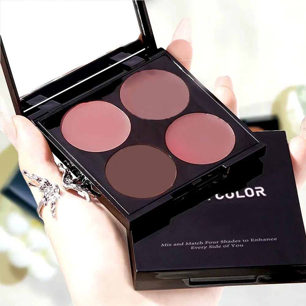 Matte Powder Blush Palette – 4 Shades for Vibrant Long-Lasting Glow, Smooth Easy-Blend, Multi-Look Makeup for Xmas & Winter BeautyBond