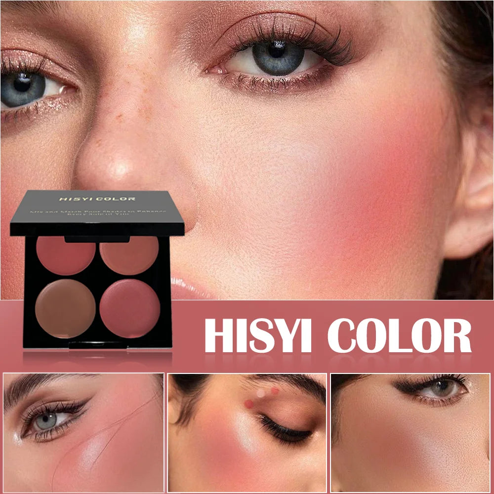 Matte Powder Blush Palette – 4 Shades for Vibrant Long-Lasting Glow, Smooth Easy-Blend, Multi-Look Makeup for Xmas & Winter BeautyBond