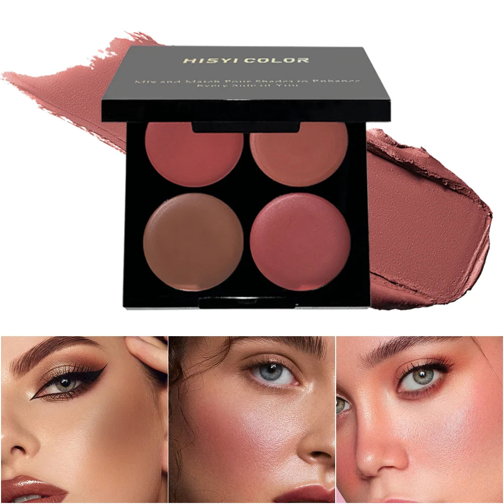 Matte Powder Blush Palette – 4 Shades for Vibrant Long-Lasting Glow, Smooth Easy-Blend, Multi-Look Makeup for Xmas & Winter BeautyBond