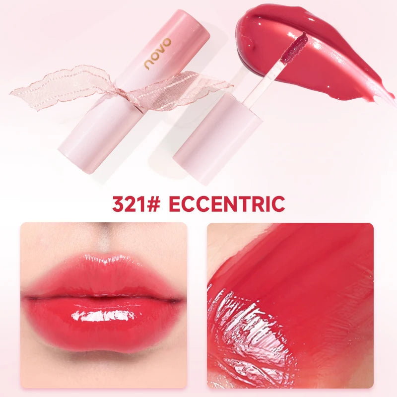 Hydrating 3D Glossy Lip Gloss&Lipstick,Water Gloss Mirror Lip Glaze, Long Lasting,Non-Sticky,High Gloss Effect, For Eyes,Cheeks BeautyBond