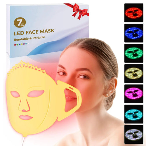Frovab Red Light Therapy for Face Mask Infrared Face Mask 7 Colors Facial Mask Machine Silicone Led Face Mask Light Therapy Blue Light Face Mask at Home Light Therapy Face Mask for Travel Spa BeautyBond