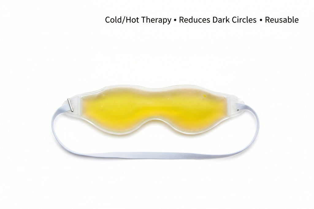 Yellow gel pack with a strap against a blue sky and mountain background
