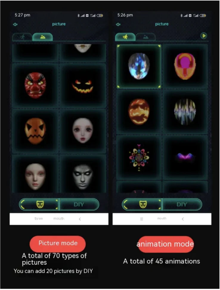 Colorful LED Festival Mask - Gesture-Controlled Party Wear