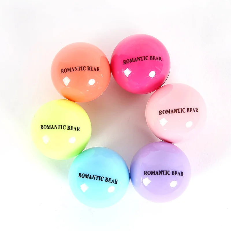Fruit Flavor Lip Balm Cute Round Ball Pure Natural Plant Kids Baby Girls Lips Balm Moisturizing Romantic Bear BeautyBond