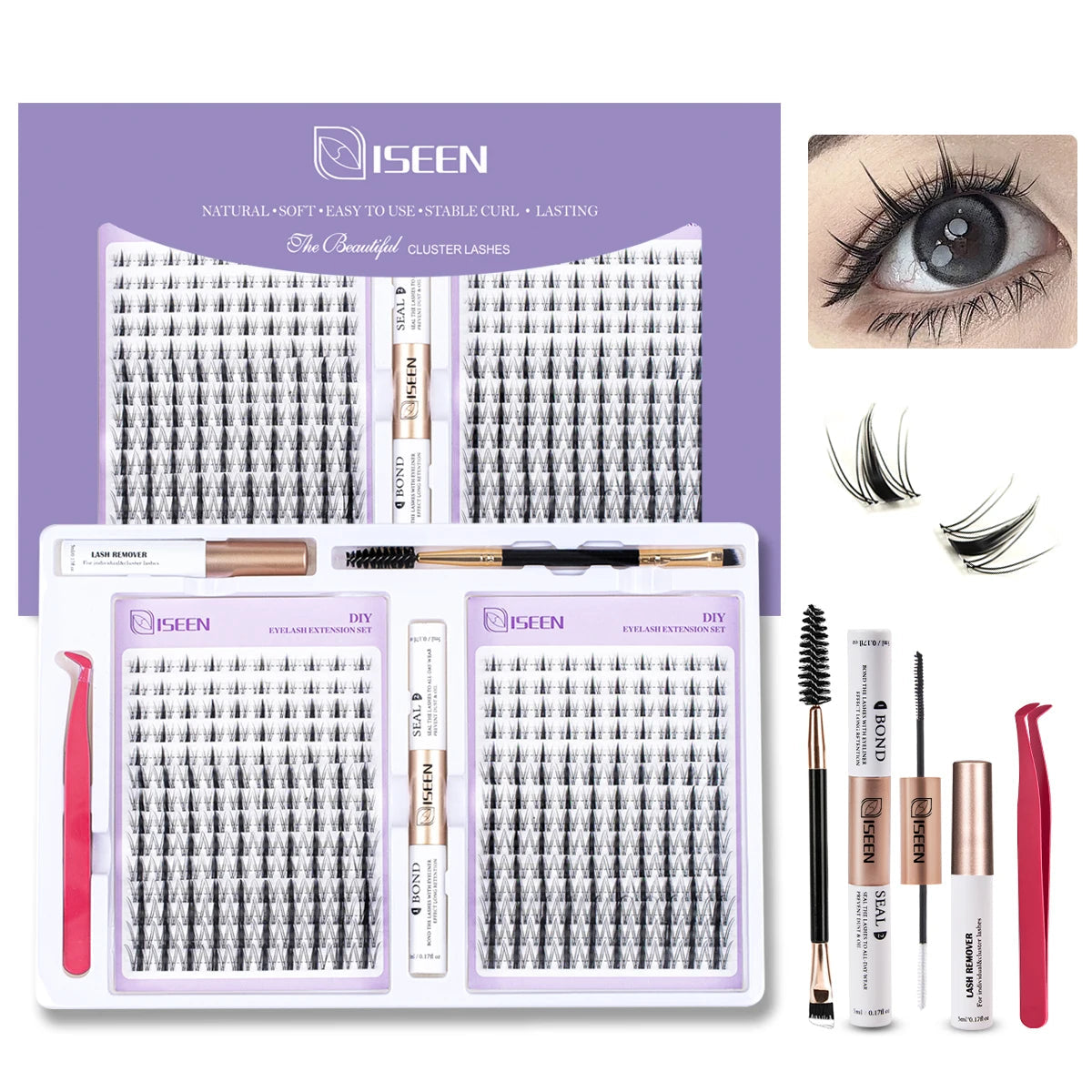 Eyelashes Cluster Cat Eye Lashes Natural long Lashes Individual Lashes Mixed Length Eyelash Extension DIY Lashes BeautyBond