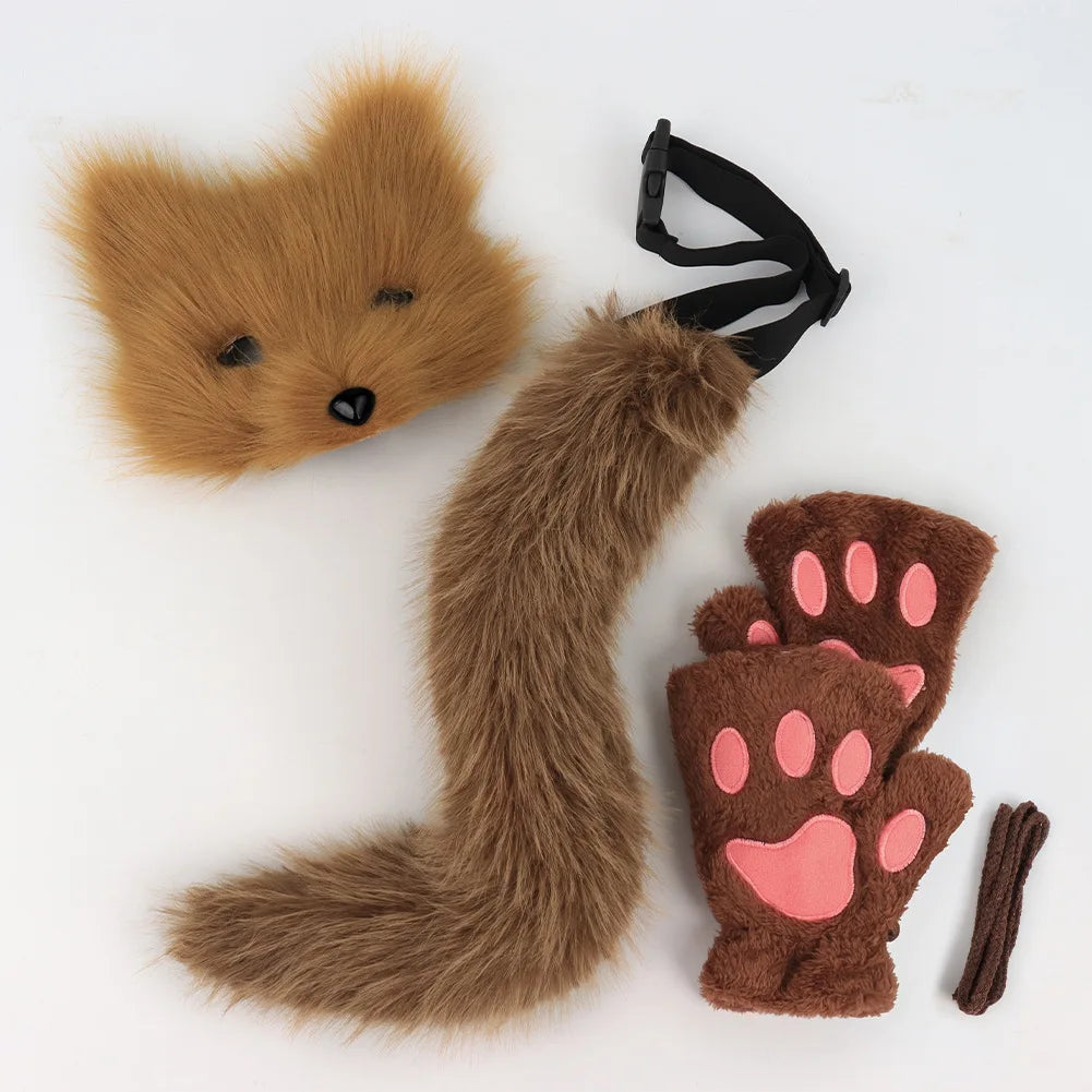 Therian Mask and Tail Halloween Costume Furry Cat Mask for Halloween Party Role Play Birthday Festival Stage Performance BeautyBond