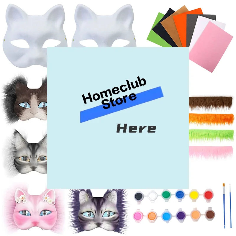 3Pcs DIY Handmade Graffiti Half Face Mask Therian Mask Kit Blank Mask Half Face Hand Drawn Animal Cat Fox Mask Party Gifts BeautyBond