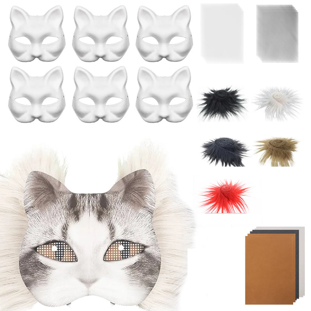 Therian Cat Mask DIY Kit — With Felt Fabric, Eye Mesh & Faux Wool BeautyBond