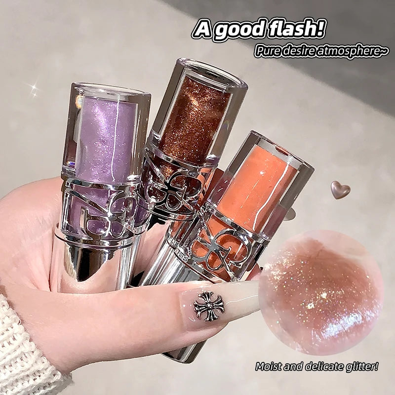 Gege Bear Glittering Mirror Lip Glaze, Watery Shimmering Light Lip Gloss Makeup 8 Colors, Hydrating Moisturizing, Long Lasting BeautyBond