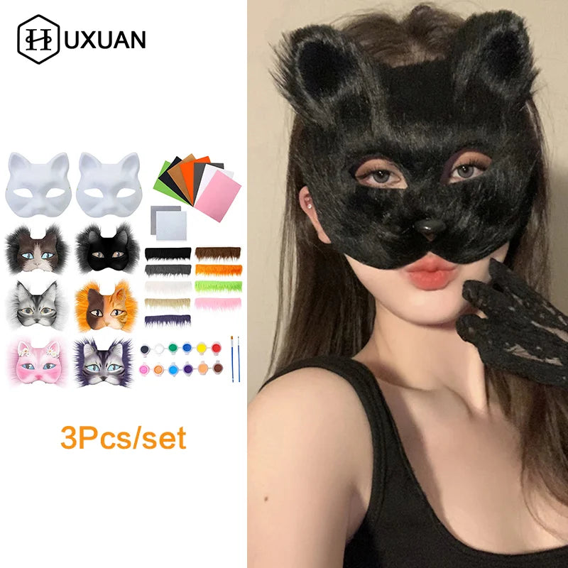 Handmade Graffiti Therian Mask Set — 3-Pack DIY Animal Masks BeautyBond