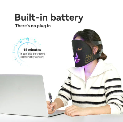 Hello Face Portable Red Infrared Blue LED Light Therapy Face Mask Acne Treatment, Skin Rejuvenation, Home Use for All Skin Types