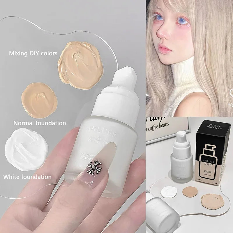 Pure White Liquid Foundation 30ml Matte Full Coverage Long Lasting Waterproof Face Makeup Base Cream For Cosplay Halloween Stage BeautyBond