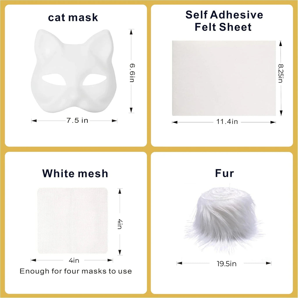 Therian Mask DIY Kit — Bulk Set with Faux Fur, Felt & Mesh (6/12/30 Sets) BeautyBond