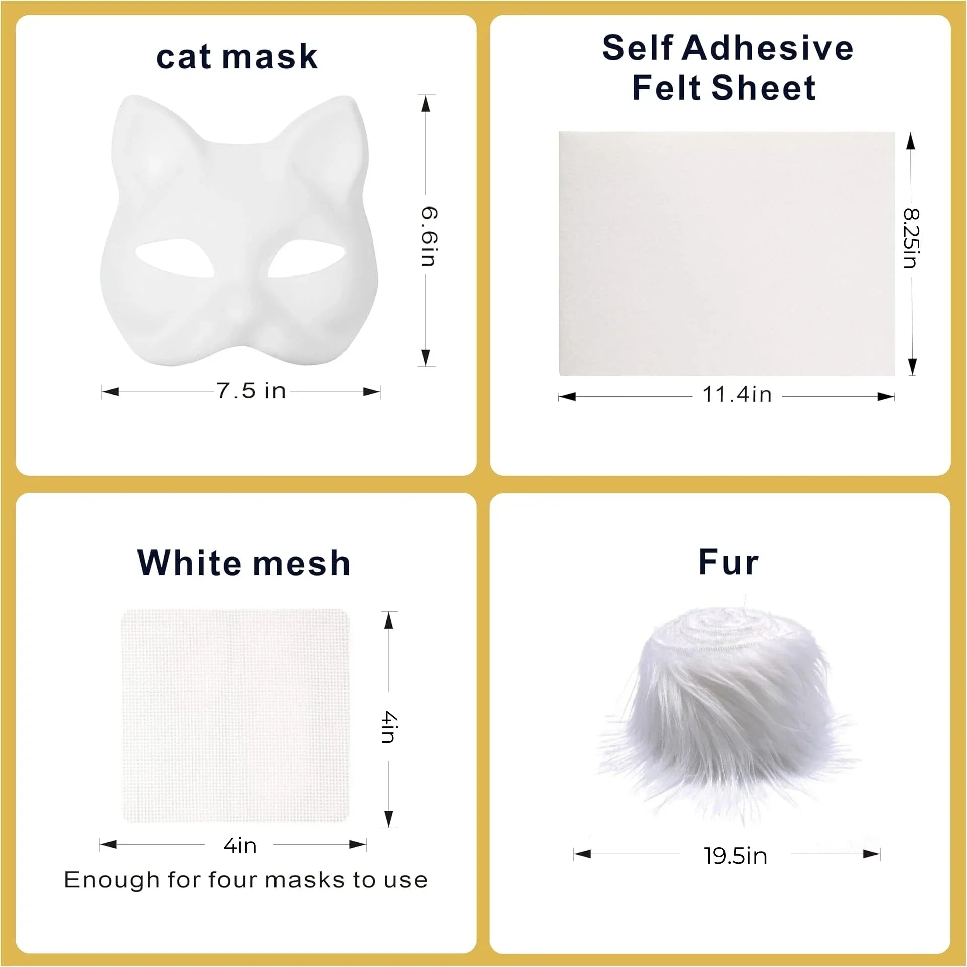 Therian Mask DIY Kit — Bulk Set with Faux Fur, Felt & Mesh (6/12/30 Sets) BeautyBond