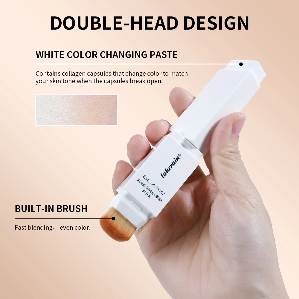 Foundation Stick Color Changing Foundation Detachable Brush Blanc Cover Cream Stick High Coverage Smoothly Blending Base Makeup BeautyBond