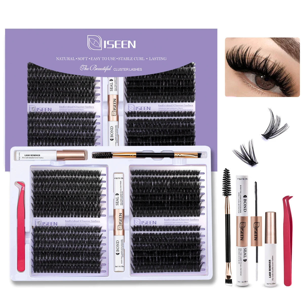 Eyelashes Cluster Cat Eye Lashes Natural long Lashes Individual Lashes Mixed Length Eyelash Extension DIY Lashes BeautyBond