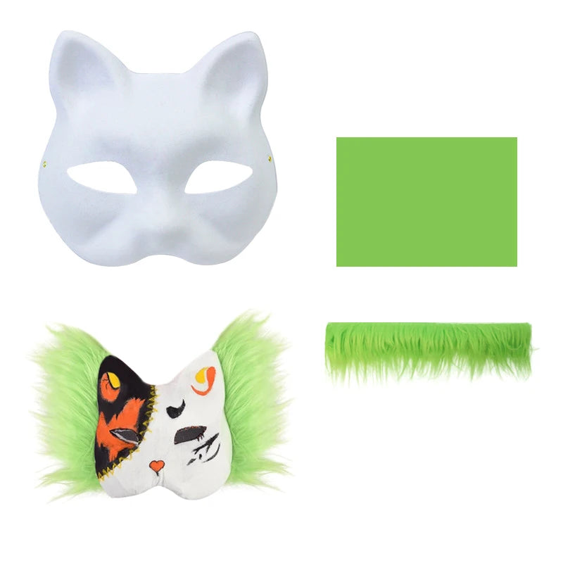 3pcs/set DIY Handmade Graffiti Half Face Therian Mask Set Blank Masks Hand Painted Animal Party Gifts Masquerade Party BeautyBond