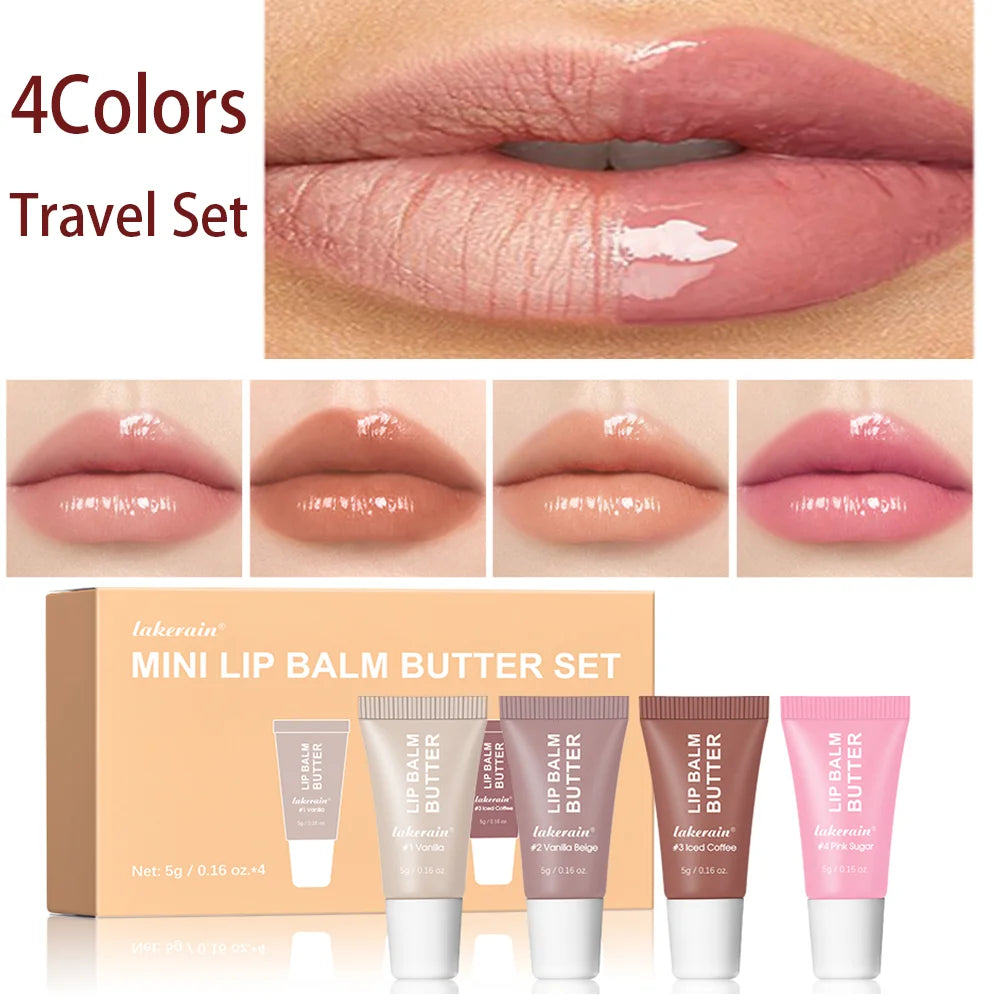 Lips Glosses Lip Butter Balm Set Travel Size Hydrate Moisturize Plump Lips Nourishing Improves Dry Lips Woman Makeup Cosmetics BeautyBond