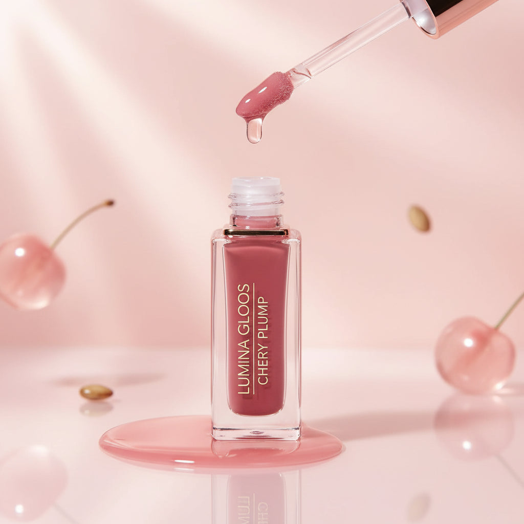 Lip makeup product with close-up shots of lips wearing the product, text about daily lip makeup.