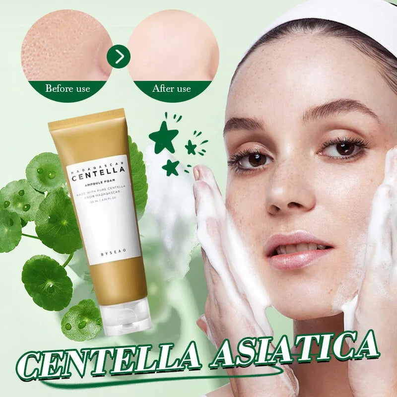Centella Face Refreshing Foaming Cleanser,Gentle Removes Dirt,Oil Control Deep Cleansing Calming Ampoule Foam,Korean Skincare BeautyBond