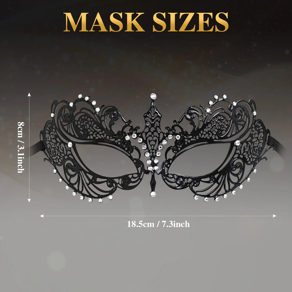 Black Metal Venetian Masquerade Mask Elegant Simple Design with Intricate Details Perfect for Prom Parties Halloween Mardi Gras BeautyBond