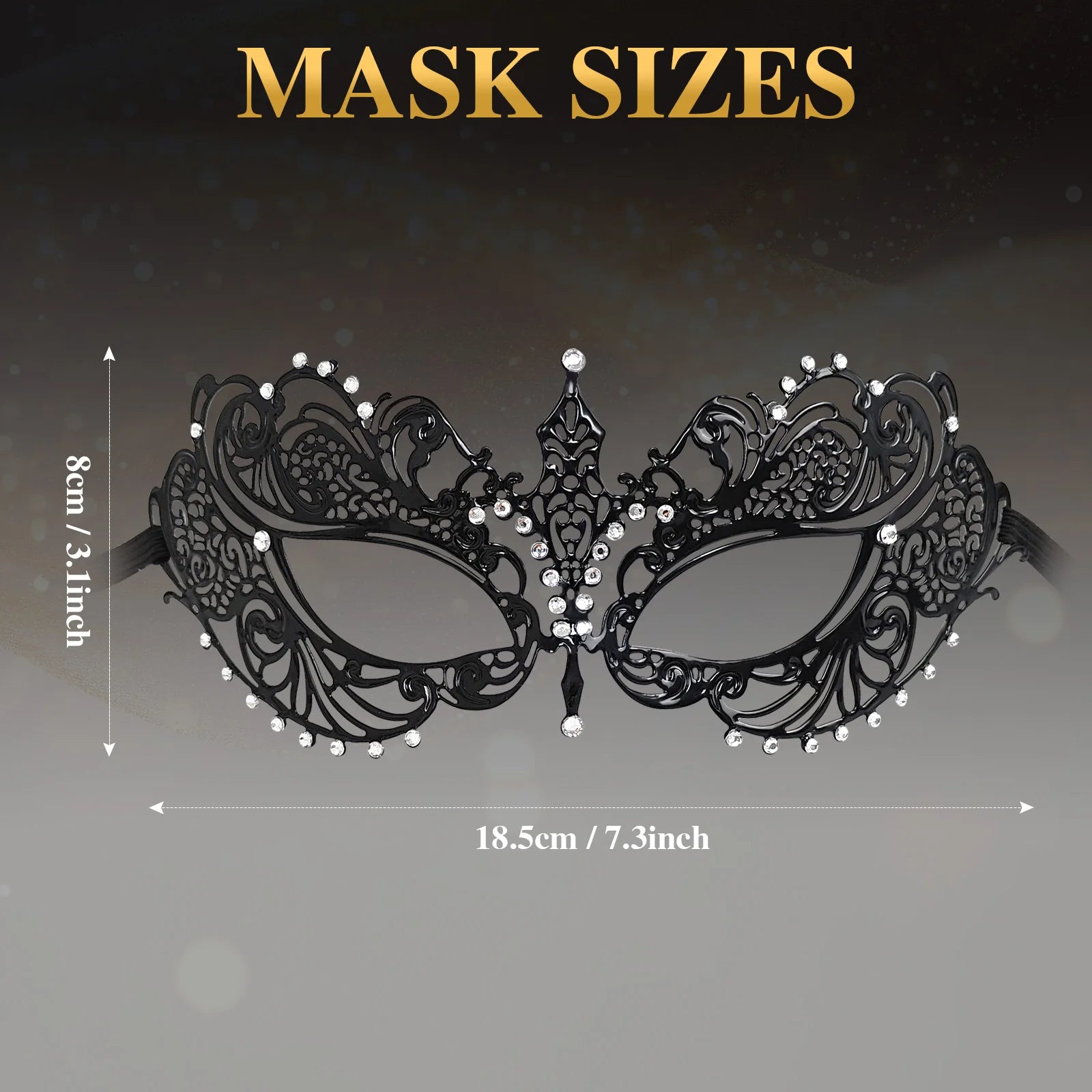 Black Metal Venetian Masquerade Mask Elegant Simple Design with Intricate Details Perfect for Prom Parties Halloween Mardi Gras BeautyBond