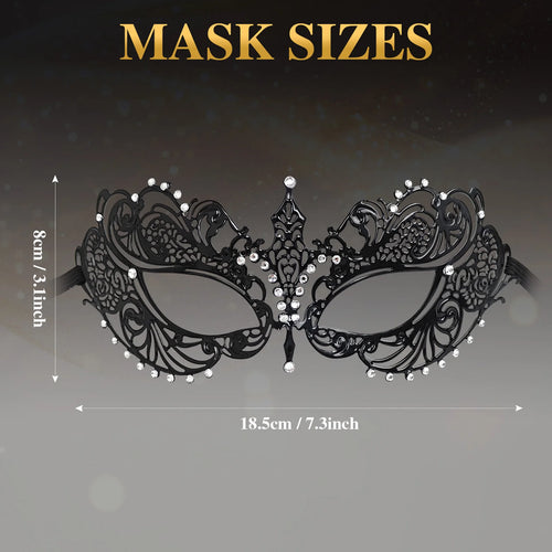 Black Metal Venetian Masquerade Mask Elegant Simple Design with Intricate Details Perfect for Prom Parties Halloween Mardi Gras BeautyBond