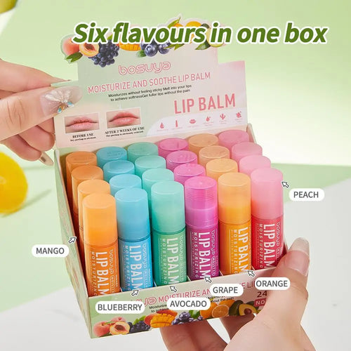 6/24pcs Assorted Fruit Flavor Lip Balm Set - Hydrating, Nourishing & Prevents Chapped Lips - Care for Dry Lips & Fine Lines BeautyBond