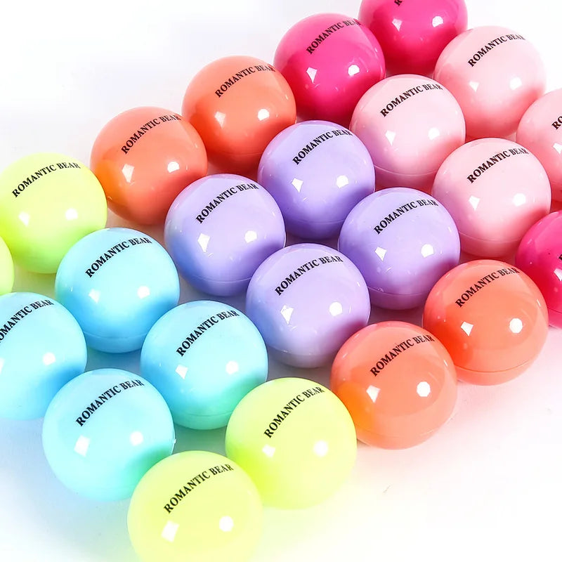 Fruit Flavor Lip Balm Cute Round Ball Pure Natural Plant Kids Baby Girls Lips Balm Moisturizing Romantic Bear BeautyBond