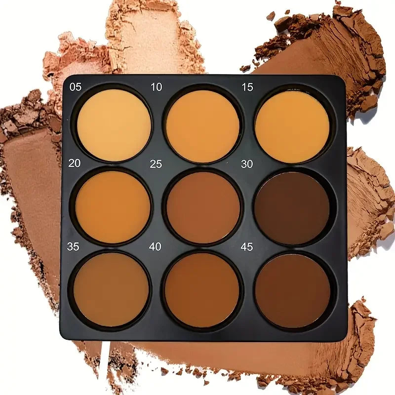9-Color Dark Bronze Foundation Palette, Contouring, Concealer, Makeup Setting, Oil-Control Foundation, Shadow, Nose Shadow Palette, Matte Natural with Delicate Glitter BeautyBond