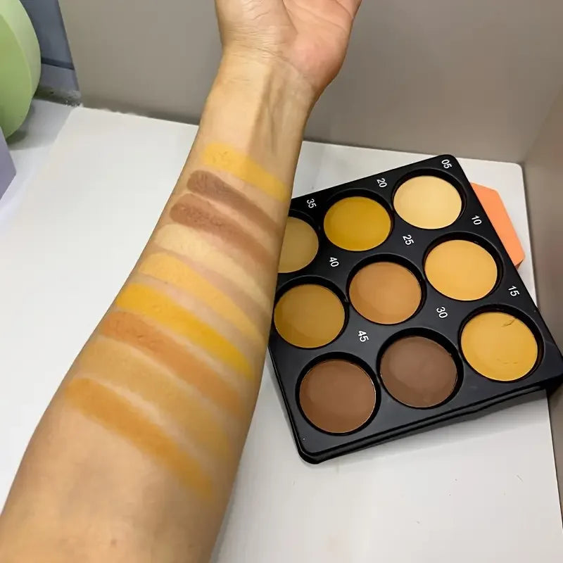 9-Color Dark Bronze Foundation Palette, Contouring, Concealer, Makeup Setting, Oil-Control Foundation, Shadow, Nose Shadow Palette, Matte Natural with Delicate Glitter BeautyBond