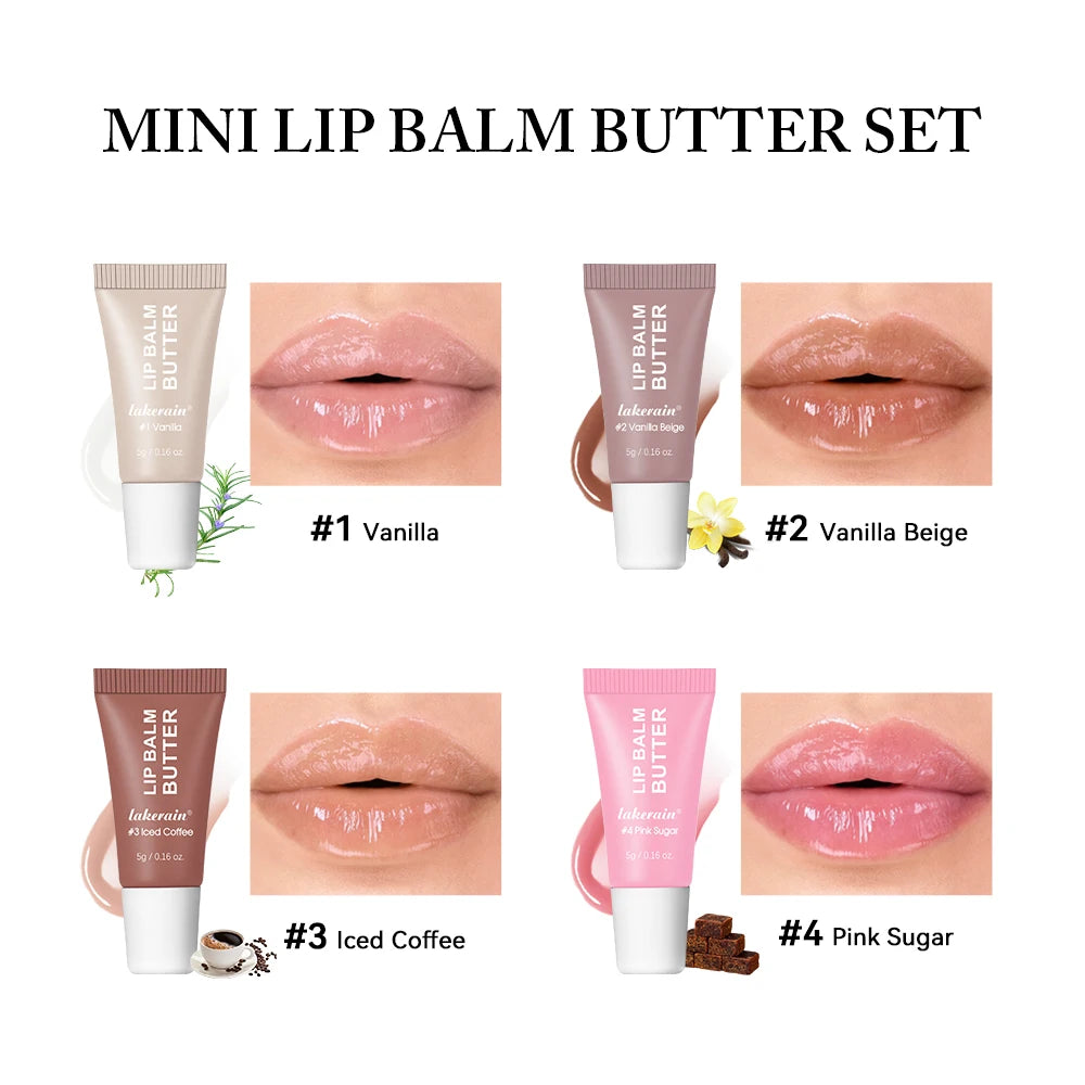 Lips Glosses Lip Butter Balm Set Travel Size Hydrate Moisturize Plump Lips Nourishing Improves Dry Lips Woman Makeup Cosmetics BeautyBond