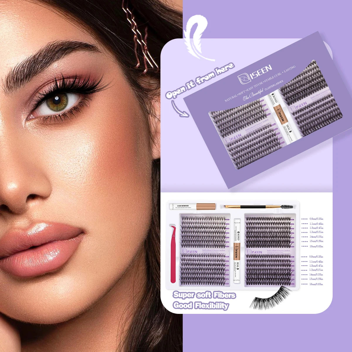 Eyelashes Cluster Cat Eye Lashes Natural long Lashes Individual Lashes Mixed Length Eyelash Extension DIY Lashes BeautyBond