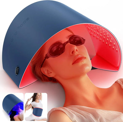 Hello Face Portable Red Infrared Blue LED Light Therapy Face Mask Acne Treatment, Skin Rejuvenation, Home Use for All Skin Types