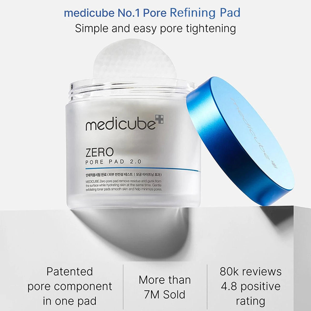 Medicube ZERO PORE PAD 2.0,Pre-Soaked Dual-Texture Cotton,Moisturizing & Calming Formula,Korean Skincare,K-Beauty,Korean Makeup BeautyBond