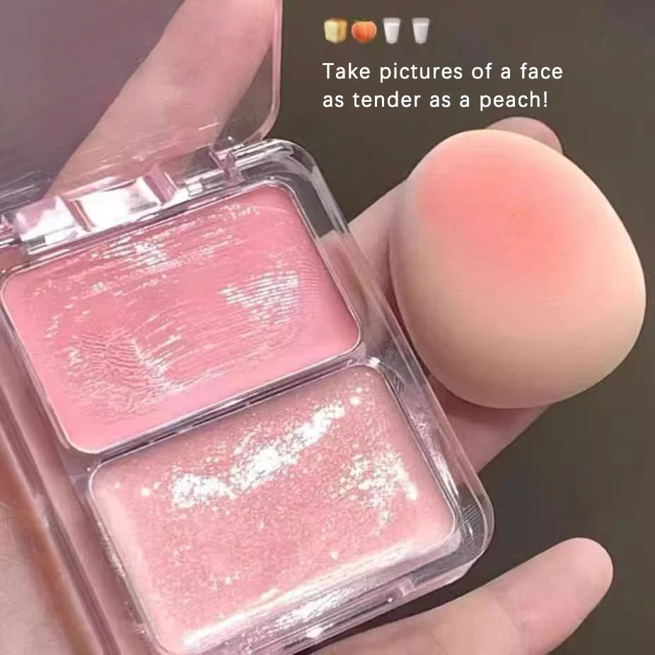 Two-color jelly glow blush, milk peach pink apricot red gem rouge Korean makeup, cream texture, low saturation brightening BeautyBond