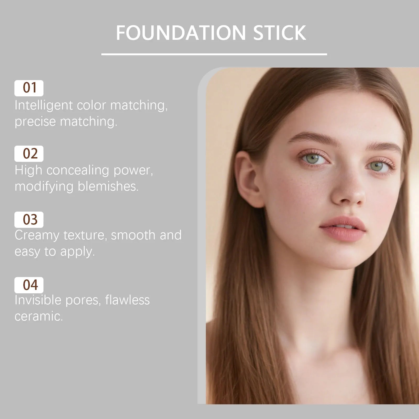 Color Changing Foundation Stick Blemish Cover Concealer Moisturizing Skin Brightening Invisible Pores High Coverage Makeup Base BeautyBond