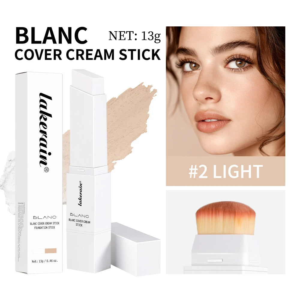 Blanc Cover Cream Stick Changing Foundation Stick Color Changing Foundation with Detachable Brush Hight Coverage Base Makeup BeautyBond
