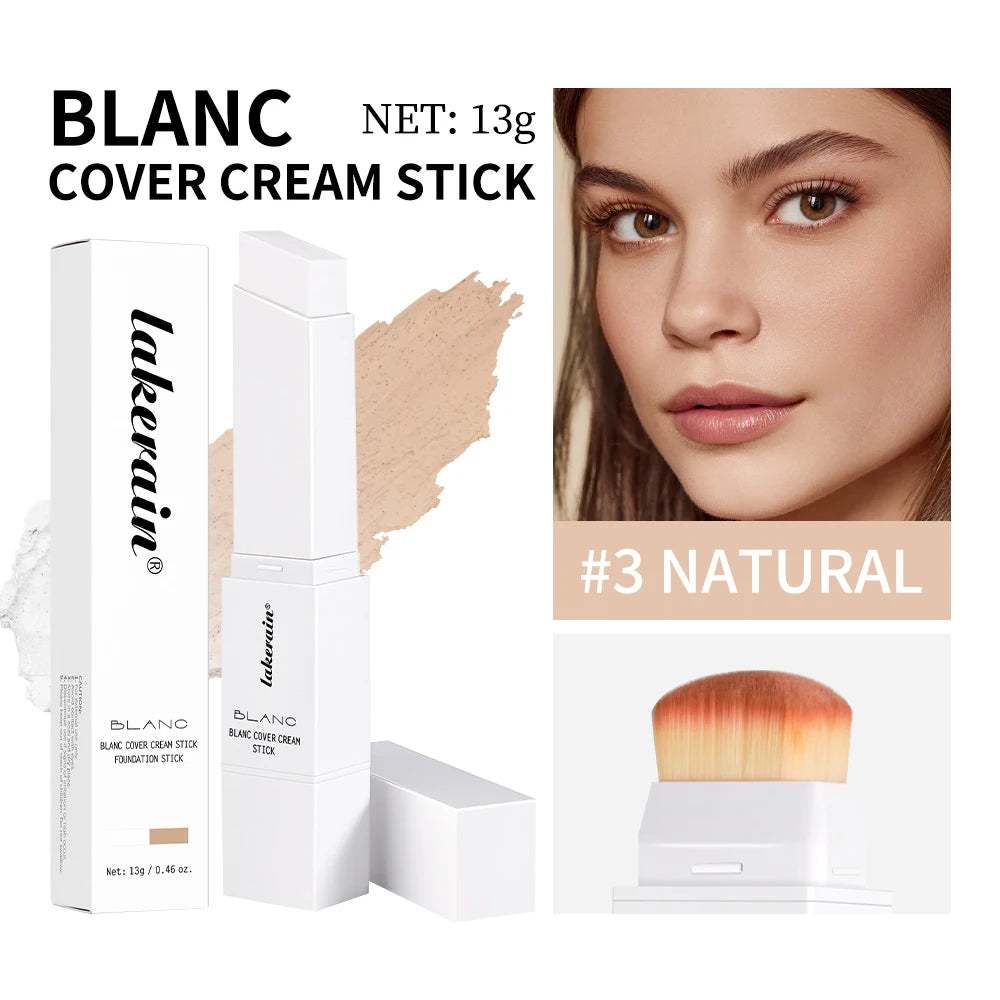Blanc Cover Cream Stick Changing Foundation Stick Color Changing Foundation with Detachable Brush Hight Coverage Base Makeup BeautyBond