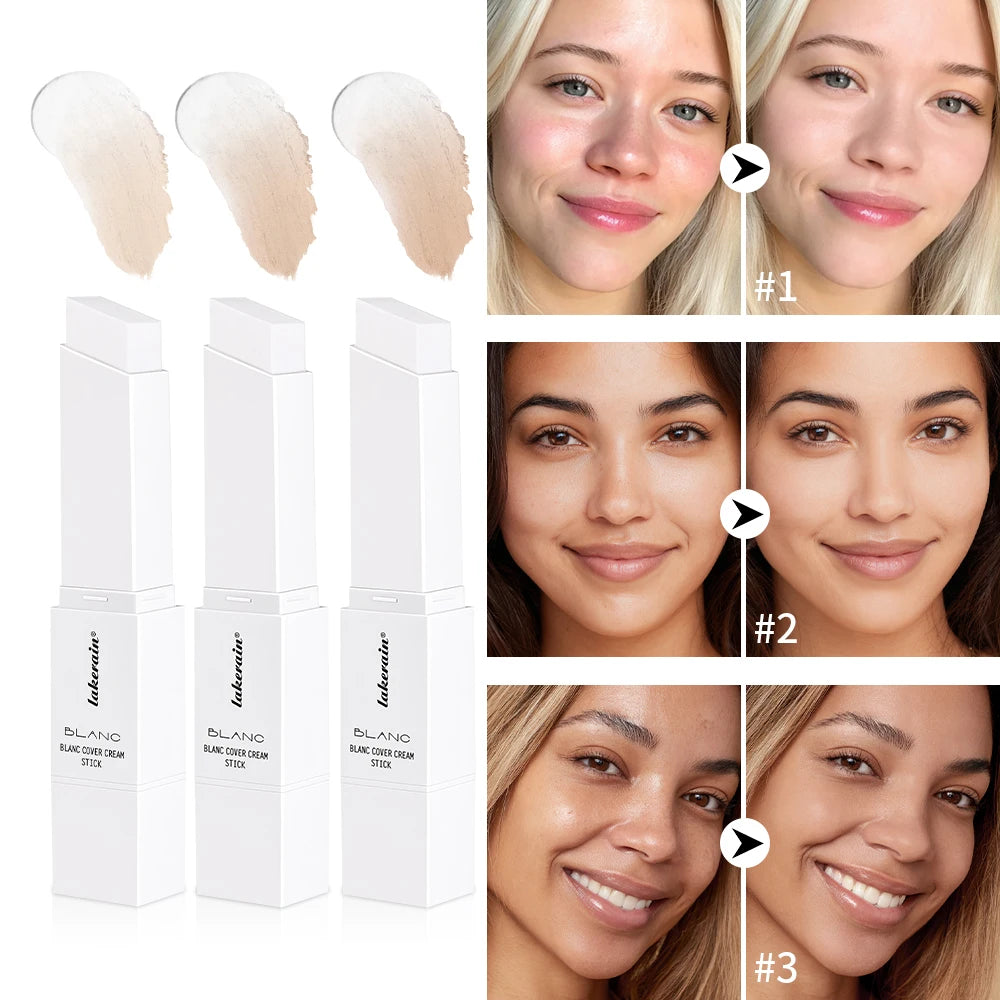 Blanc Cover Cream Stick Changing Foundation Stick Color Changing Foundation with Detachable Brush Hight Coverage Base Makeup BeautyBond