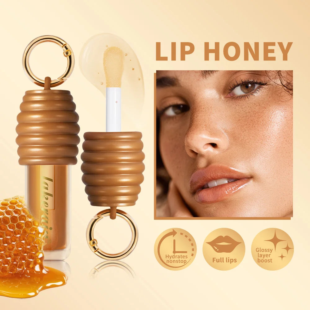 Lip Honey Lip Oil Plumper Lip Balm Hydration Not Sticky Long Lasting Moisturized Smooth Nourishing Bag Clip Ring Cosmetics BeautyBond