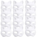 5/10/20/50 PCS Therian Masks White Cat Masks Blank DIY Halloween Mask Animal Half Facemasks Masquerade Cosplay Party BeautyBond